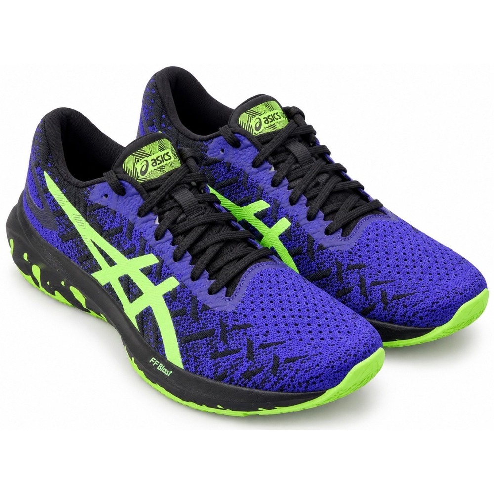 NEW ASICS Dynablast Womens 8.5 Black Green Gecko Purple Running Shoes